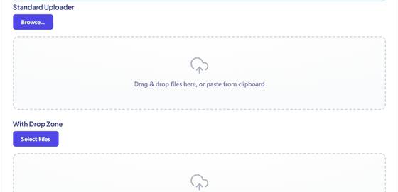 The default AjaxUploader surface: a Browse button and a drag-and-drop zone