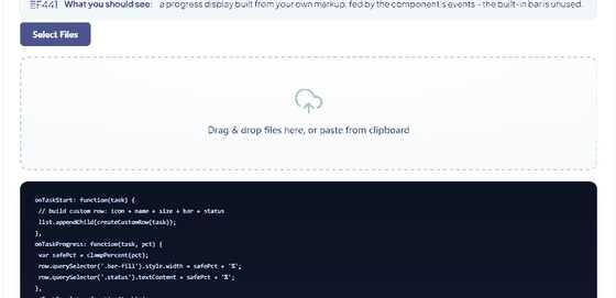 A custom progress display driven by the component events